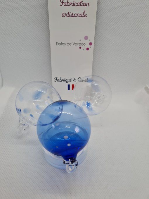 Lot 3 Boules de Noël soufflées Bleues
