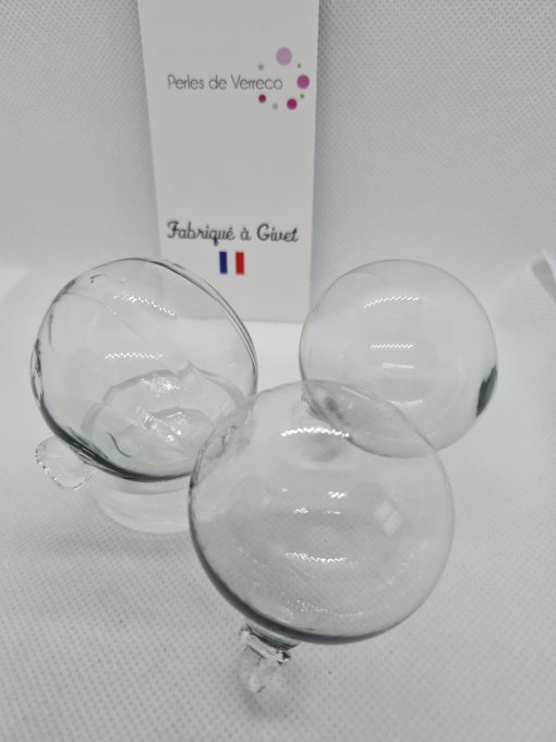 Lot 3 Boules de Noël soufflées grises