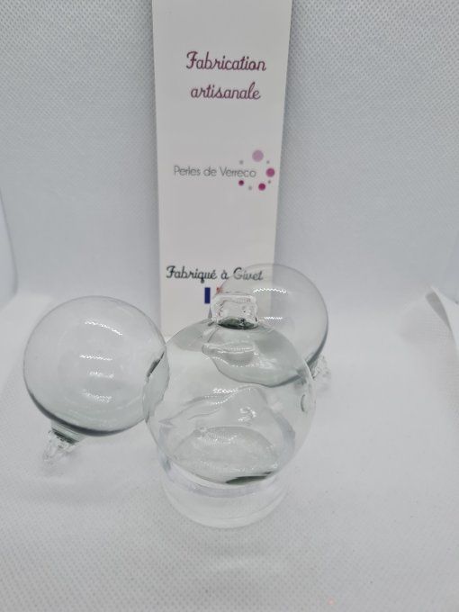 Lot 3 Boules de Noël soufflées Grises