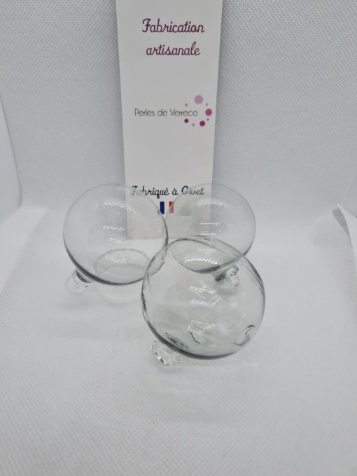 Lot 3 Boules de Noël soufflées grises