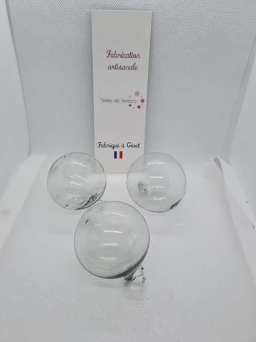 Lot 3 Boules de Noël soufflées grises