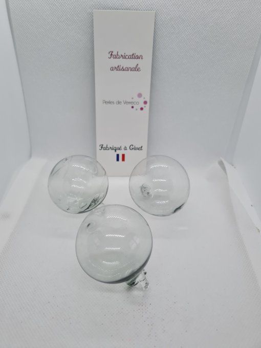 Lot 3 Boules de Noël soufflées Grises