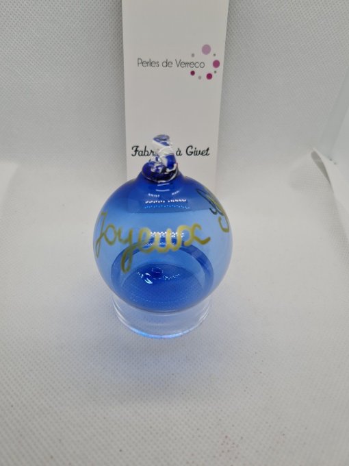 Boule de Noël soufflée en verre bleue - Copie