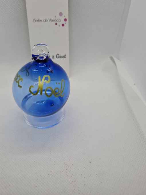 Boule de Noël soufflée en verre bleue - Copie
