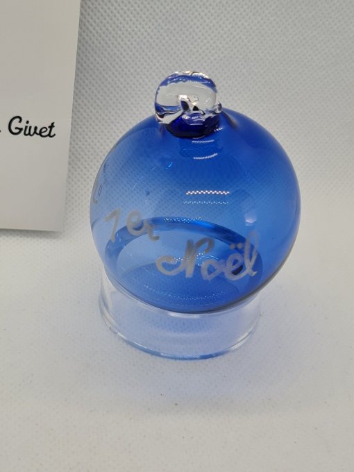 Boule de Noël soufflée en verre bleue - Copie