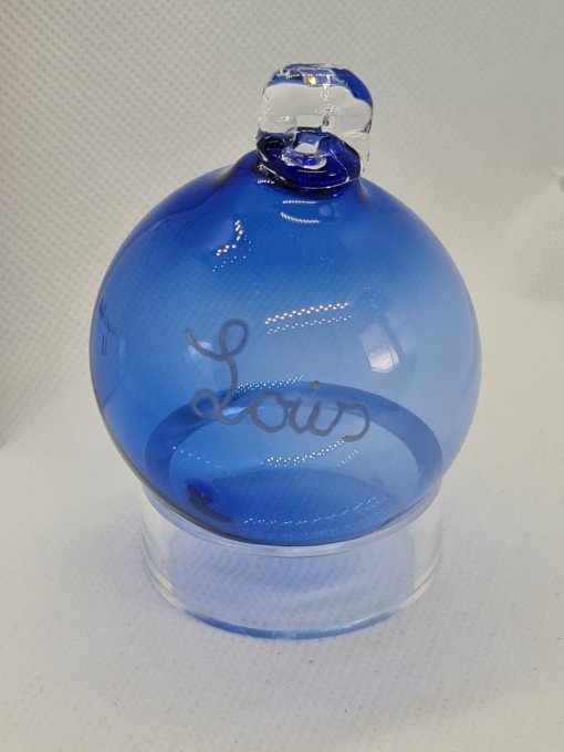Boule de Noël soufflée en verre bleue - Copie