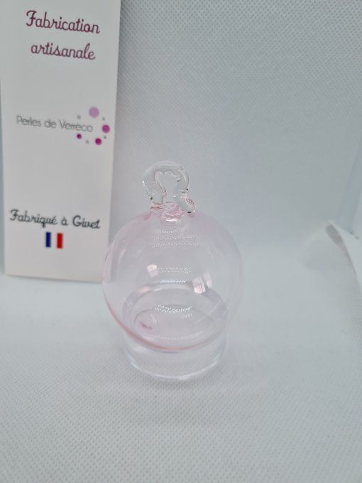 Boule de Noël soufflée en verre Transparente rose
