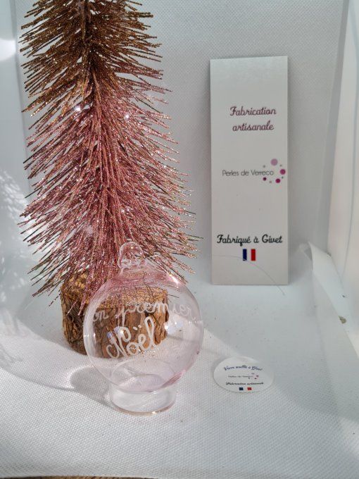 Boule mon premier Noël rose
