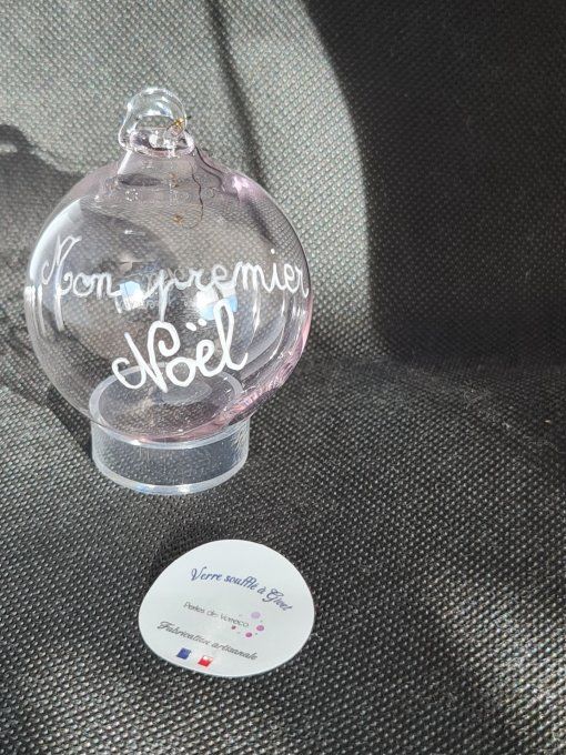 Boule mon premier Noël rose
