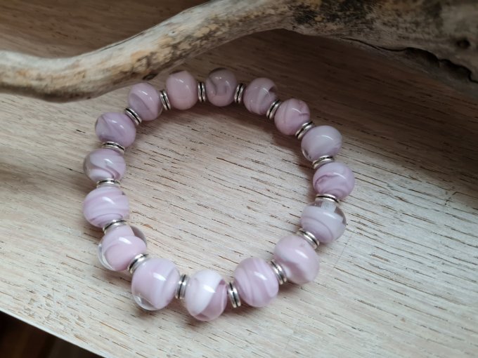 Bracelet élastique 16 perles en verre