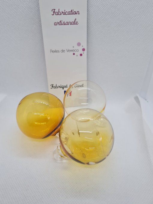Lot 3 Boules de Noël soufflées Ambre